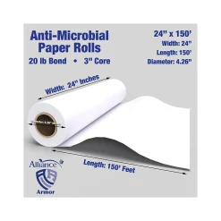 Wide Format Paper*Alliance Armor Wide Format CAD Paper, 24" x 150', Bond, 4/Carton (24130)