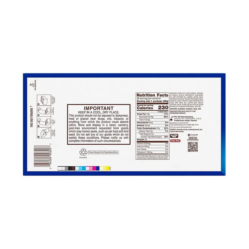 Almond Joy Coconut & Almond Milk Chocolate Candy Bars, 1.61 oz., 36/Box (HEC00320)