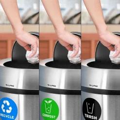 Alpine Dual-Stream Trash/Recycling Station, 34-Gallon, Stainless Steel (ALP470-65L-1-R-T)<Alpine Industries Sale