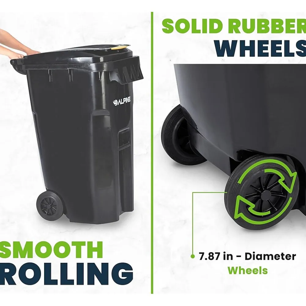 500 Series Plastic Outdoor Trash Can, 64 Gallon, Black (ALP500-64-BLK)<Alpine Industries Discount