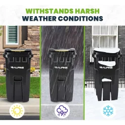 500 Series Plastic Outdoor Trash Can, 64 Gallon, Black (ALP500-64-BLK)<Alpine Industries Discount