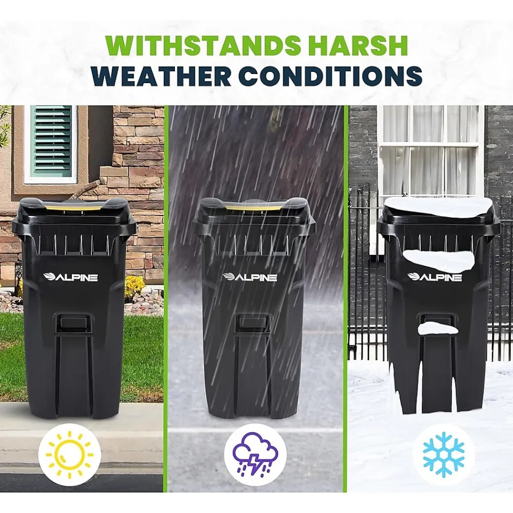 500 Series Plastic Outdoor Trash Can, 64 Gallon, Black (ALP500-64-BLK)<Alpine Industries Discount