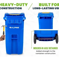 500 Series Plastic Outdoor Trash Can, 64 Gallon, Blue (ALP500-64-BLU)<Alpine Industries Discount