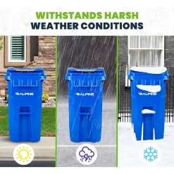 500 Series Plastic Outdoor Trash Can, 64 Gallon, Blue (ALP500-64-BLU)<Alpine Industries Discount