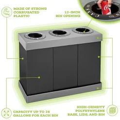 Cardboard Trash & Recycling Bin Combo, 84 Gallon, Black (471-03-BLK)<Alpine Industries Sale