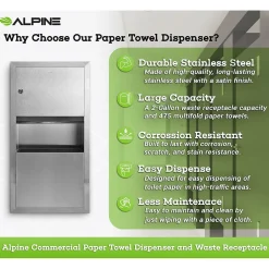 Centerpull Paper Towel Dispenser, Stainless Steel (494)<Alpine Industries Outlet