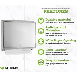 Centerpull Paper Towel Dispenser, Stainless Steel, 2/Pack (481-2PK)<Alpine Industries Outlet