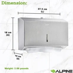 Centerpull Paper Towel Dispenser, Stainless Steel, 2/Pack (481S-2PK)<Alpine Industries Best