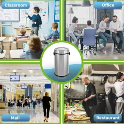 Commercial Trash Can with Swing Lid, Stainless Steel, 17 Gallon (470-65L-1)<Alpine Industries Sale