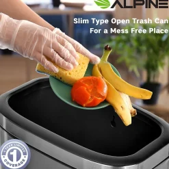 Commercial Indoor Three-Stream Recycling Station, 10.5 Gallon, Stainless Steel (ALP470-40L-R-T-CO)<Alpine Industries Hot