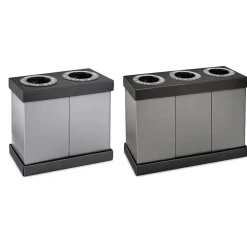 Commercial Indoor Five-Stream Recycling Station, 140-Gallon, Black/Gray (ALP471-02-BLK-PKG)<Alpine Industries