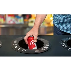 Commercial Indoor Five-Stream Recycling Station, 140-Gallon, Black/Gray (ALP471-02-BLK-PKG)<Alpine Industries