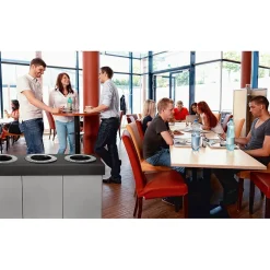 Commercial Indoor Five-Stream Recycling Station, 140-Gallon, Black/Gray (ALP471-02-BLK-PKG)<Alpine Industries