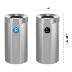 Dual-Stream Recycling Station, 54-Gallon, Stainless Steel (ALP475-27-R-T)<Alpine Industries Discount