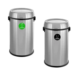 Dual-Stream Trash/Compost Station, 34-Gallon, Stainless Steel (ALP470-65L-1-CO-T)<Alpine Industries Discount