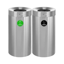 Dual-Stream Compost/Trash Recycling Station, 54-Gallon, Stainless Steel (ALP475-27-CO-T)<Alpine Industries Clearance