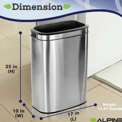 Dual-Stream Recycling Station, 10.5 Gallon, Stainless Steel (ALP470-40L-CO-T)<Alpine Industries
