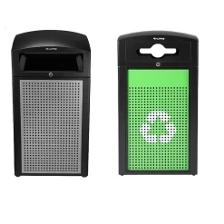 GS Series Steel Trash Can & Recycling Bin Combo, 80 Gallon, Green (ALP471-40-SILGC-MK)<Alpine Industries Best