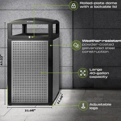 GS Series Steel Trash Can & Recycling Bin Combo, 80 Gallon, Green (ALP471-40-SILGC-MK)<Alpine Industries Best