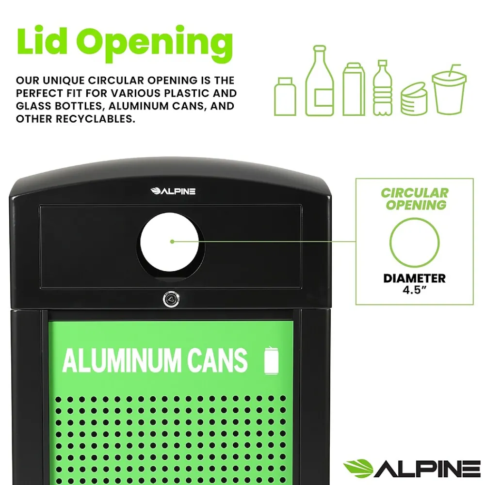 GS Series Steel Recycling Bin, 40 Gallon, Green (ALP471-40-GS-C)<Alpine Industries Sale