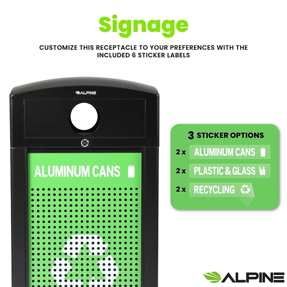 GS Series Steel Recycling Bin, 40 Gallon, Green (ALP471-40-GS-C)<Alpine Industries Sale