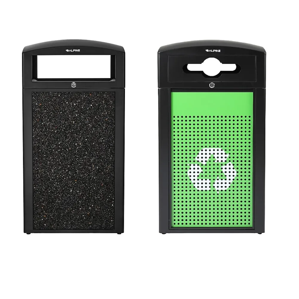 GS Series Steel Trash Can & Recycling Bin Combo, 80 Gallon, Gray/Green (ALP471-40-GYGC-MK)<Alpine Industries Outlet