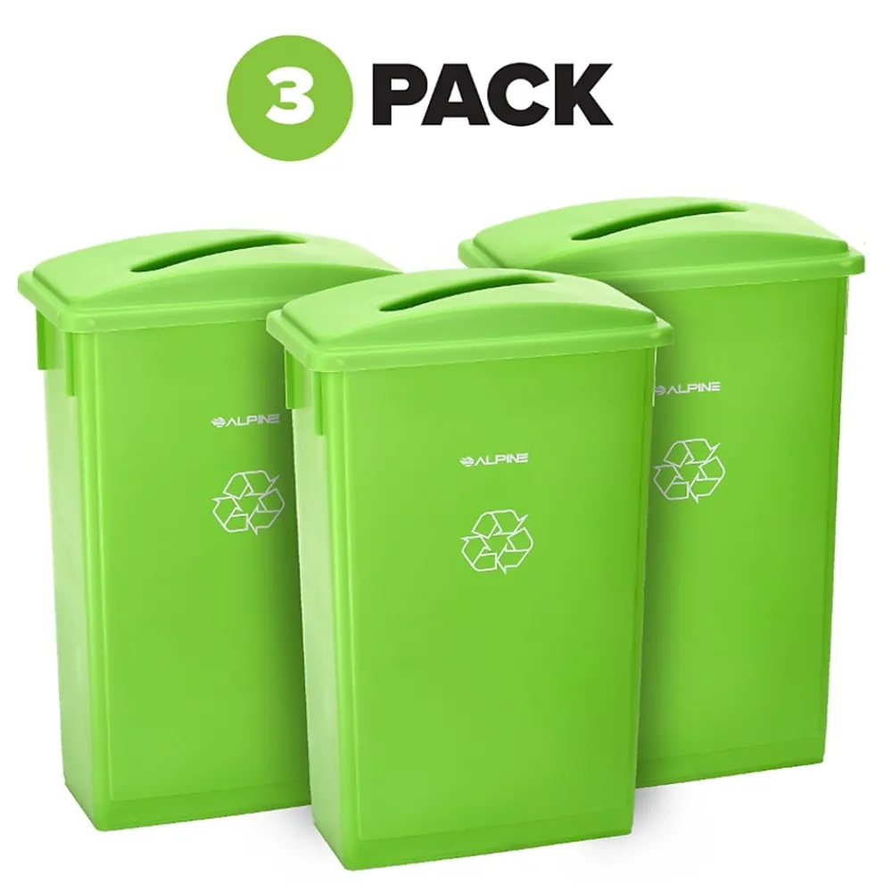 Lime Green Commercial Indoor Recycling Bin with Paper Slot Lid, 3-Pack (4778-4-LGRN-3)<Alpine Industries Hot