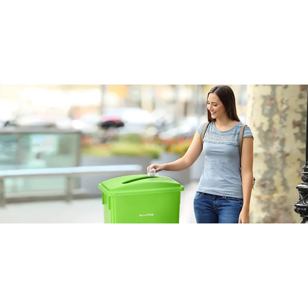 Lime Green Commercial Indoor Recycling Bin with Paper Slot Lid, 3-Pack (4778-4-LGRN-3)<Alpine Industries Hot