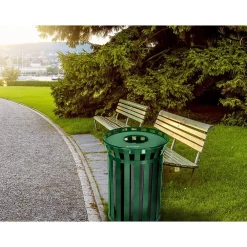 Metal Outdoor Commercial Trash Can, 38-Gallon, Green (479-38-GRN)<Alpine Industries Hot