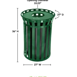 Metal Outdoor Commercial Trash Can, 38-Gallon, Green (479-38-GRN)<Alpine Industries Hot