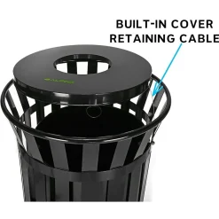 Metal Trash Can, 38 Gallon, Black (479-38)<Alpine Industries New