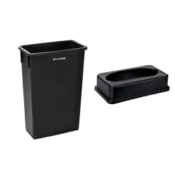 Plastic Indoor Slim Commercial Trash Can with Lid, 23 Gallon, Black (477-BLK-PKG1)<Alpine Industries Discount