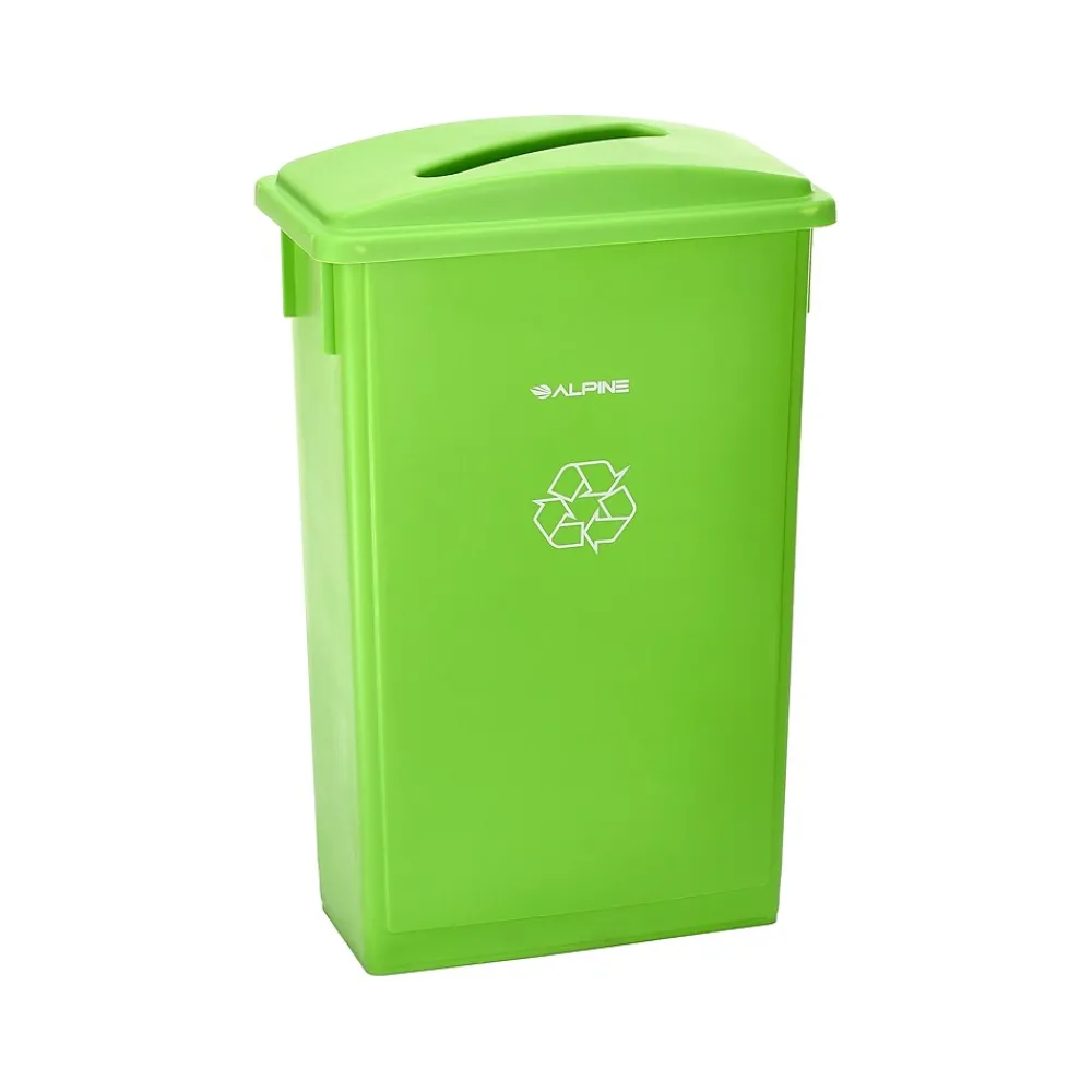 Plastic Indoor Recycling Bin with Slotted Lid, 23-Gallon, Lime Green (ALP477-LGRN4-PKD)<Alpine Industries Online