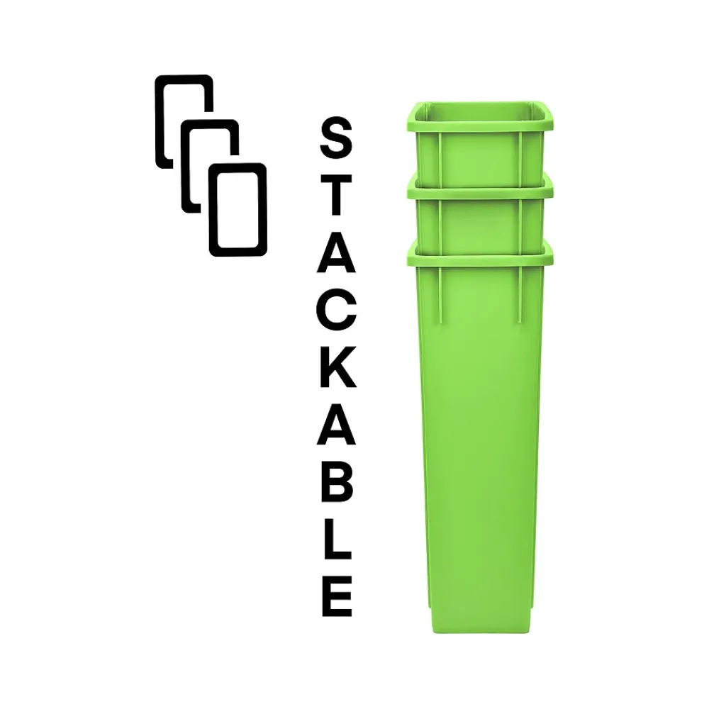 Plastic Indoor Recycling Bin with Slotted Lid, 23-Gallon, Lime Green (ALP477-LGRN4-PKD)<Alpine Industries Online