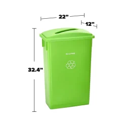 Plastic Indoor Recycling Bin with Slotted Lid, 23-Gallon, Lime Green (ALP477-LGRN4-PKD)<Alpine Industries Online