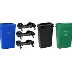 Plastic Indoor Slim Trash Can with Lid, 23 Gallon, Multicolored, 3/Pack (477-PKD1)<Alpine Industries