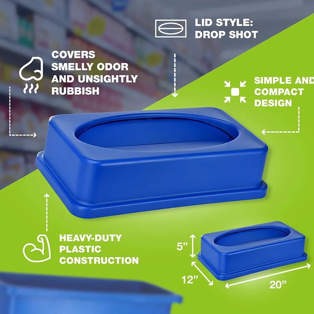 Plastic Indoor Slim Trash Can with Lid, 23 Gallon, Multicolored, 3/Pack (477-PKD1)<Alpine Industries