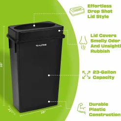 Plastic Indoor Slim Trash Can with Lid, 23 Gallon, Multicolored, 3/Pack (477-PKD1)<Alpine Industries
