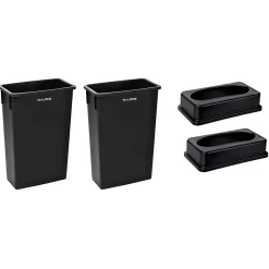 Plastic Trash Can with Lid, 23 gallon, Black, 2/Pack (477-BLK-PKG1-2)<Alpine Industries Best