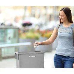 Polypropylene Commercial Indoor Trash Can with Dolly, 23-Gallon, Gray, 3/Pack (ALP477-GRY-3PKD)<Alpine Industries Clearance