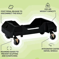 Polypropylene Commercial Indoor Trash Can with Dolly, 23-Gallon, Gray, 3/Pack (ALP477-GRY-3PKD)<Alpine Industries Clearance