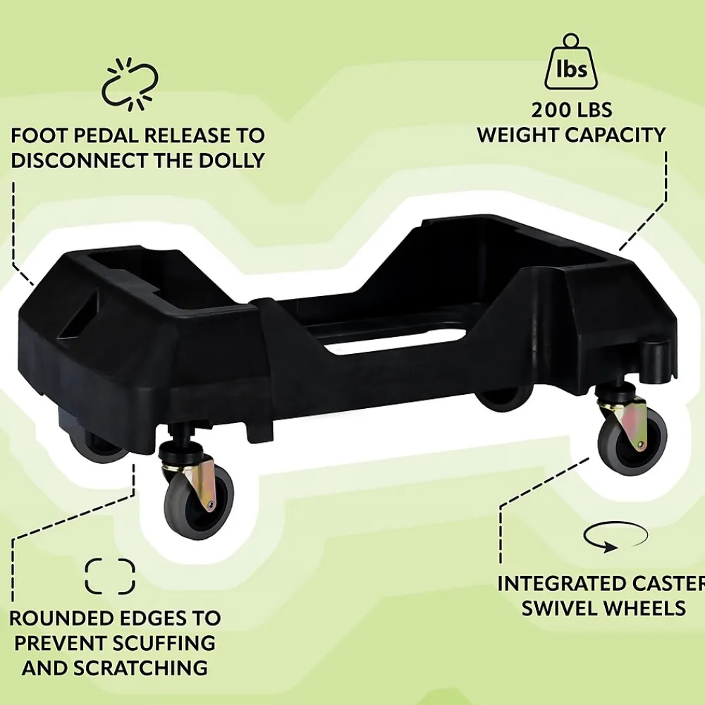 Polypropylene Commercial Indoor Trash Can with Dolly, 23-Gallon, Gray, 3/Pack (ALP477-GRY-3PKD)<Alpine Industries Clearance