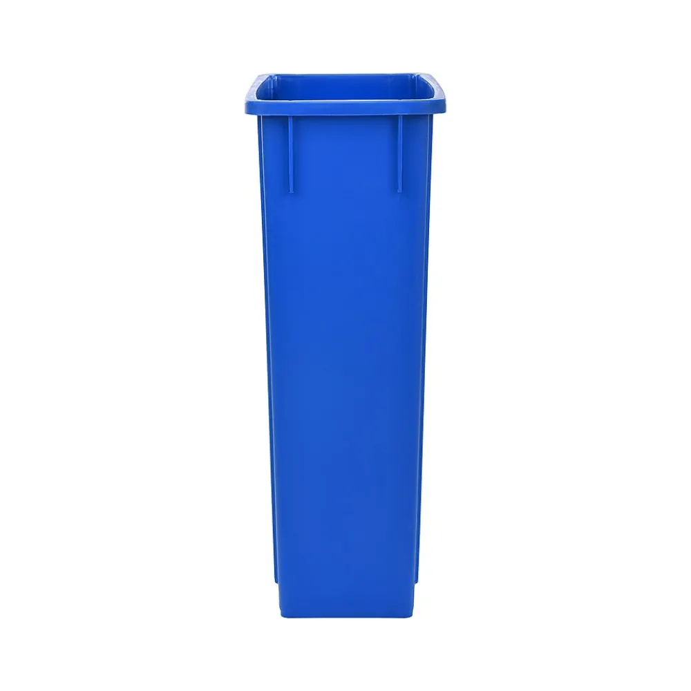 Polypropylene Commercial Indoor Trash Can with Swing Lid and Dolly, 23-Gallon, Blue (ALP477-BLU2-PKD)<Alpine Industries Clearance