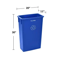 Polypropylene Commercial Indoor Trash Can with Swing Lid and Dolly, 23-Gallon, Blue (ALP477-BLU2-PKD)<Alpine Industries Clearance