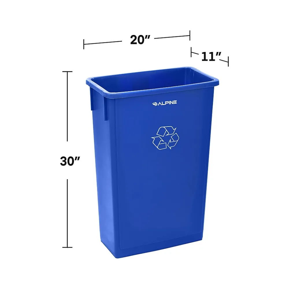 Polypropylene Commercial Indoor Trash Can with Swing Lid and Dolly, 23-Gallon, Blue (ALP477-BLU2-PKD)<Alpine Industries Clearance