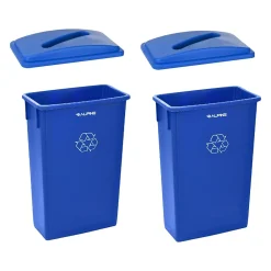 Polypropylene Commercail Indoor Trash Can with Slotted Lid, 23-Gallon, Blue, 2/Pack (ALP477-R-BLU-PKG3-2)<Alpine Industries Online