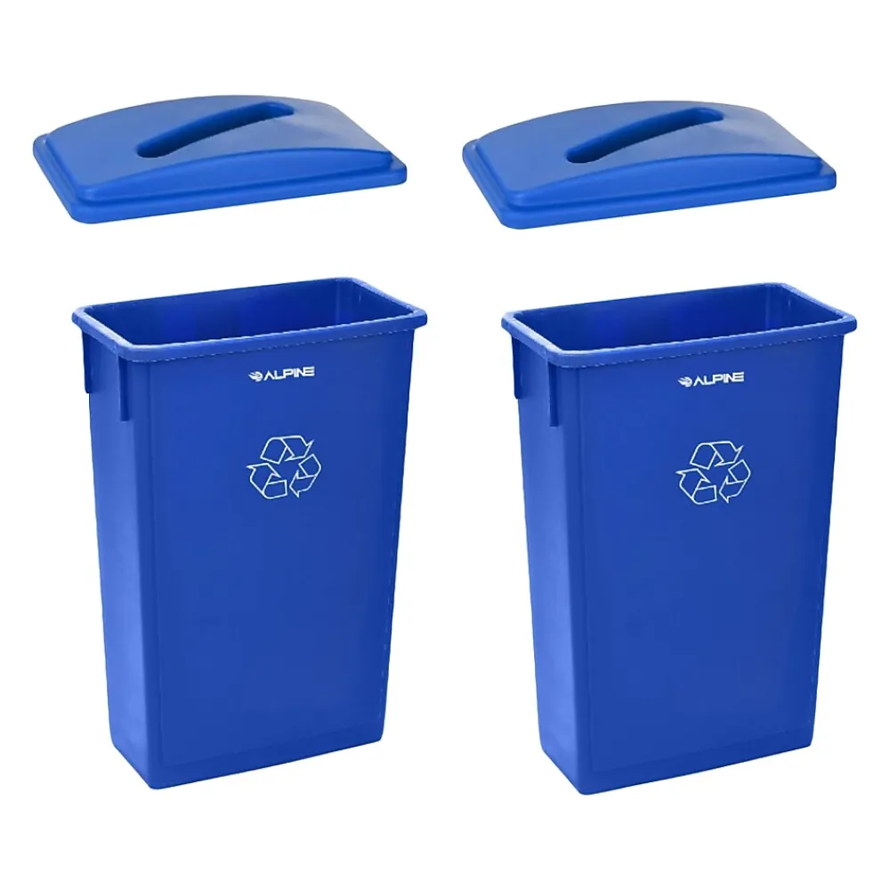 Polypropylene Commercail Indoor Trash Can with Slotted Lid, 23-Gallon, Blue, 2/Pack (ALP477-R-BLU-PKG3-2)<Alpine Industries Online