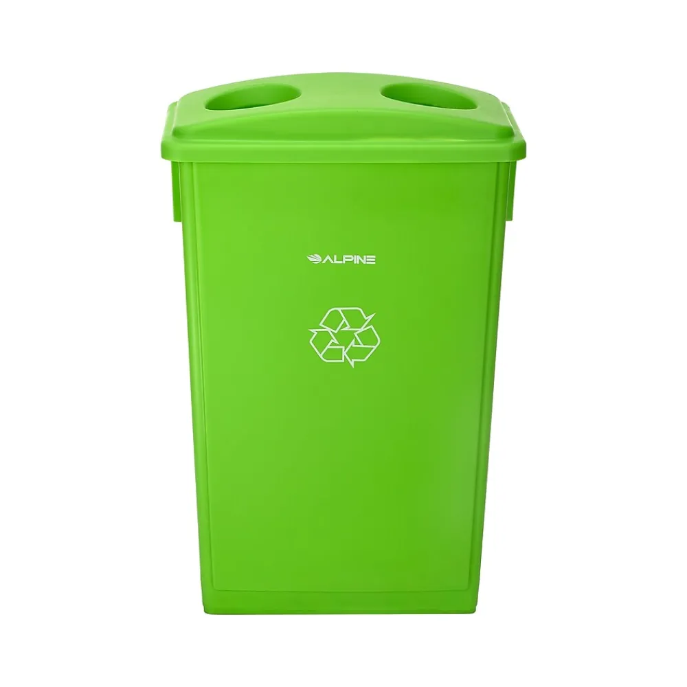 Polypropylene Trash/Recycling Can with Slotted Lid and Dolly, 23-Gallon, Lime Green (ALP477-LGRN-3PKD)<Alpine Industries Clearance