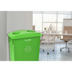 Polypropylene Trash/Recycling Can with Slotted Lid and Dolly, 23-Gallon, Lime Green (ALP477-LGRN-3PKD)<Alpine Industries Clearance