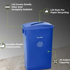 Recycling Container with Paper Slotted Recycling Lid, Blue (477-R-BLU-PKG3)<Alpine Industries New